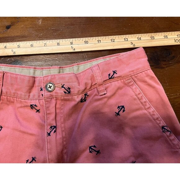 Izod men's light red shorts size 30 blue anchor print, side & back slash pockets - Picture 7 of 7